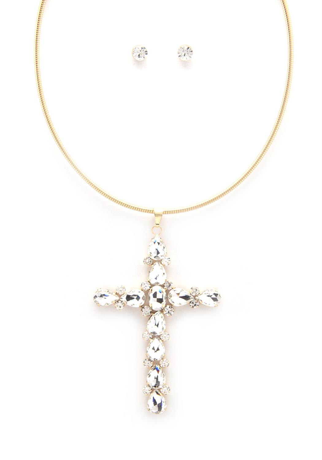 Collier en métal avec croix de cristal