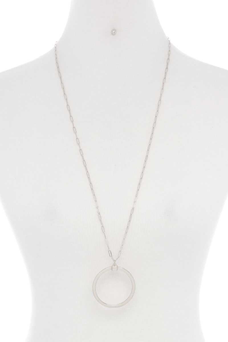 Collier pendentif anneau rond en métal