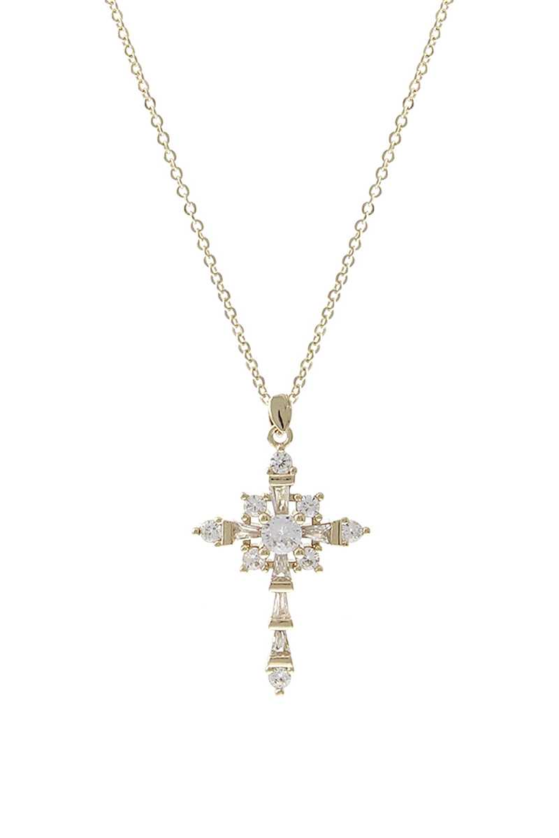 Collier pendentif croix fantaisie
