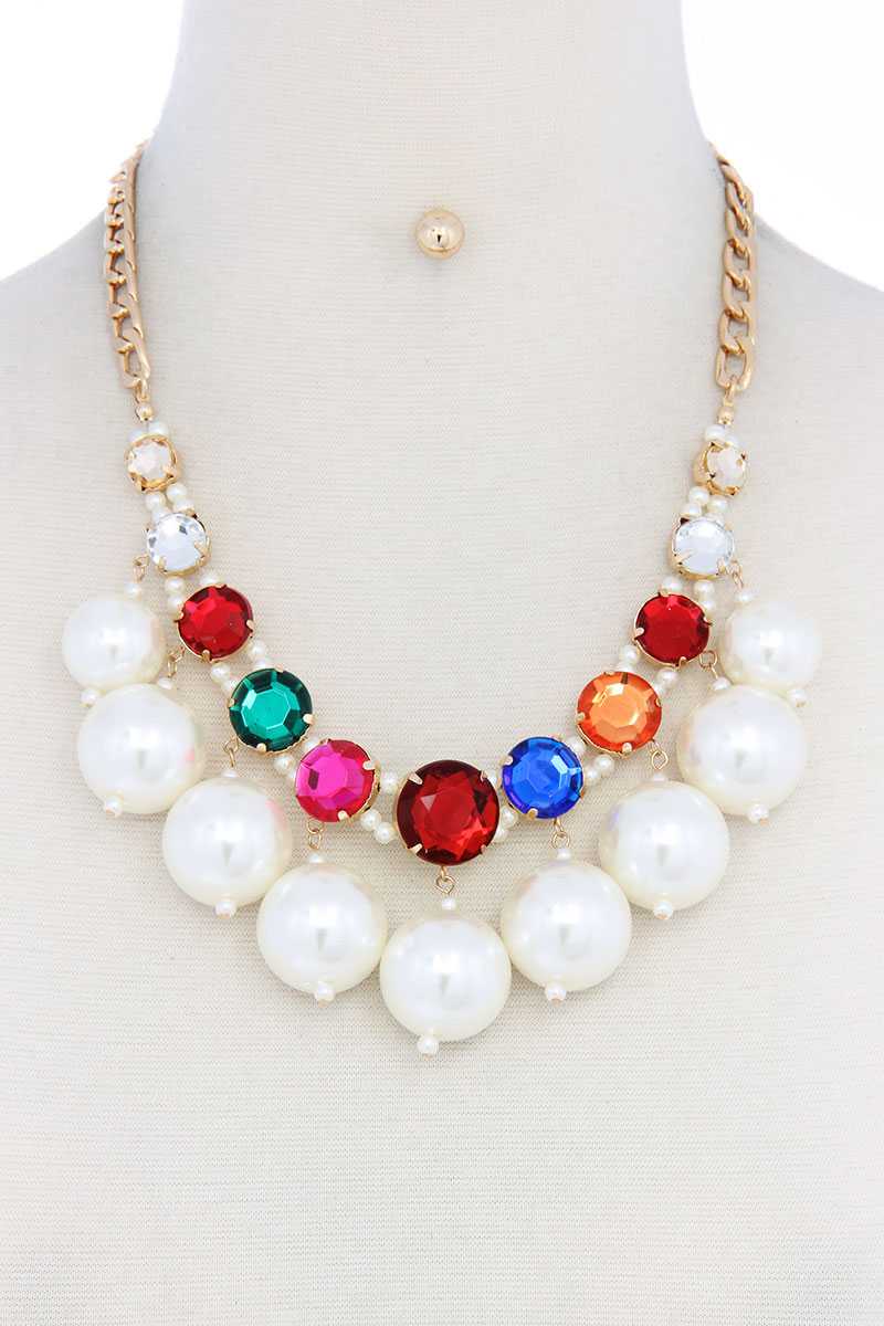 Collier pendentif en perles de strass