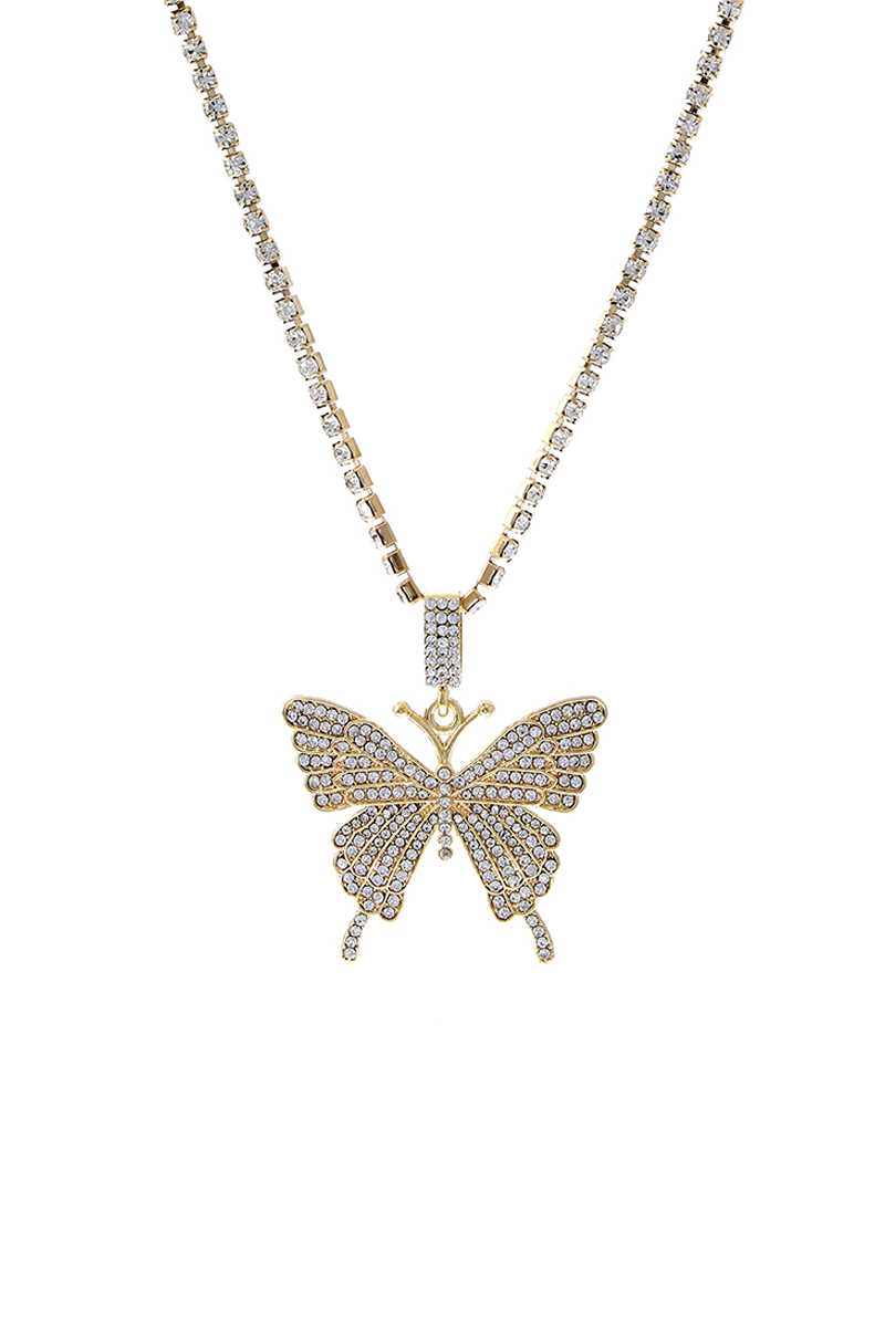 Collier pendentif papillon en strass à la mode
