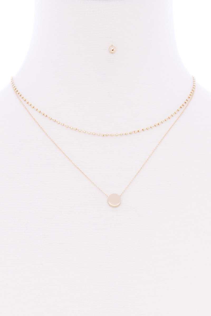 Collier pendentif rond en perles de verre à 2 couches
