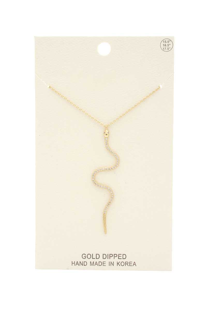 Collier pendentif serpent en strass