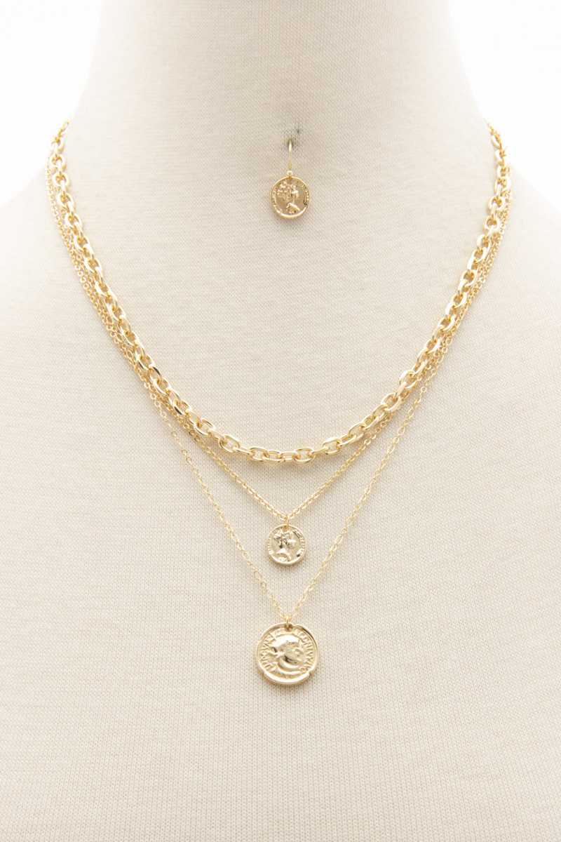 Collier superposé à breloques double pièce
