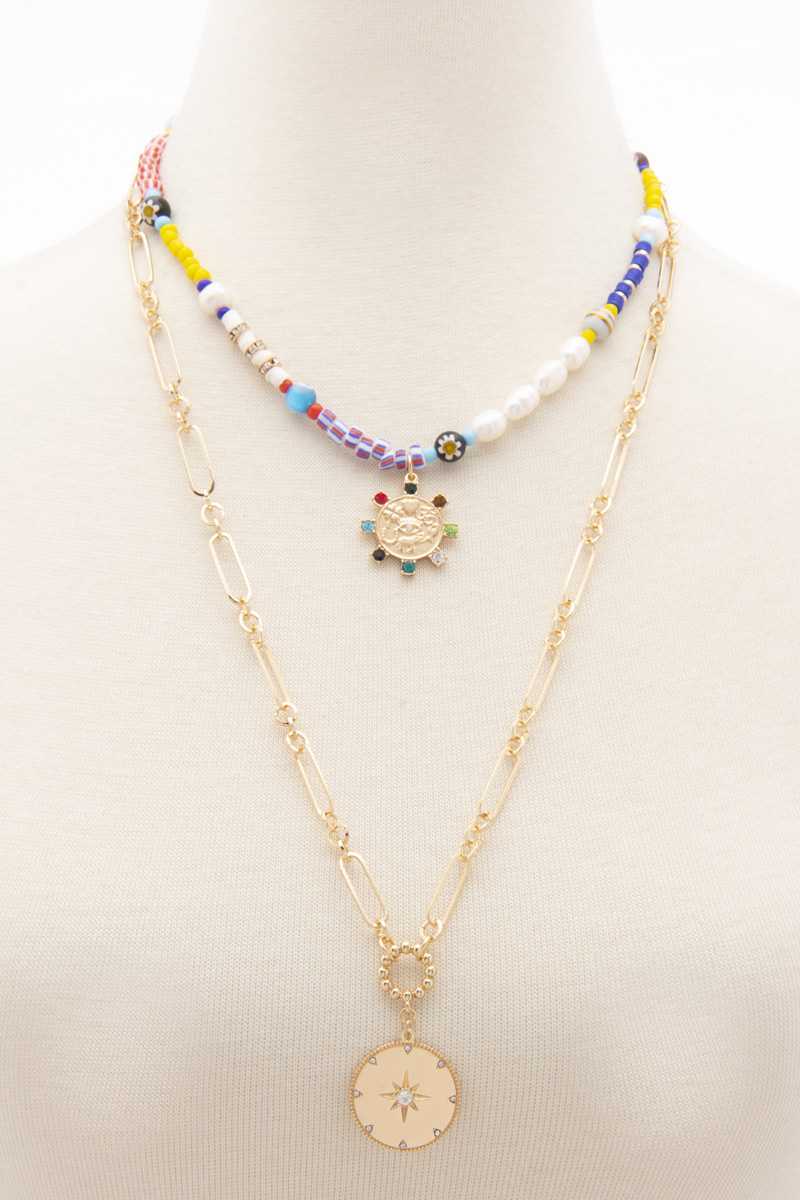 Collier superposé à maillons Figaro avec disque en caoutchouc Northern Star