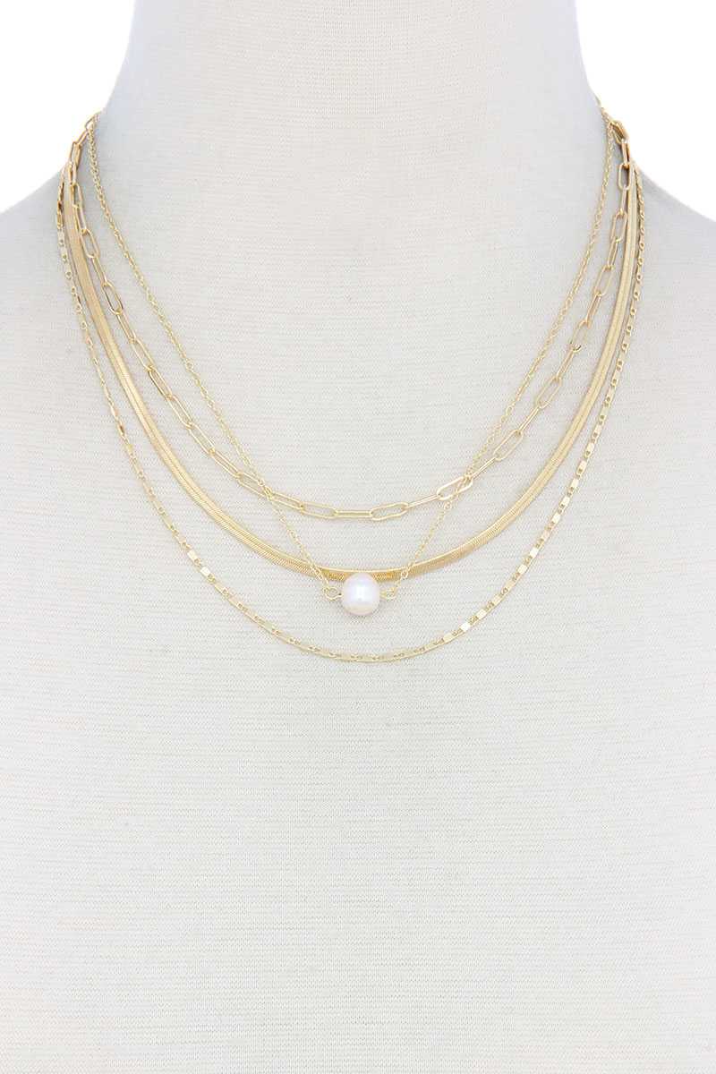 Collier superposé de chaîne de serpent de perles de perles
