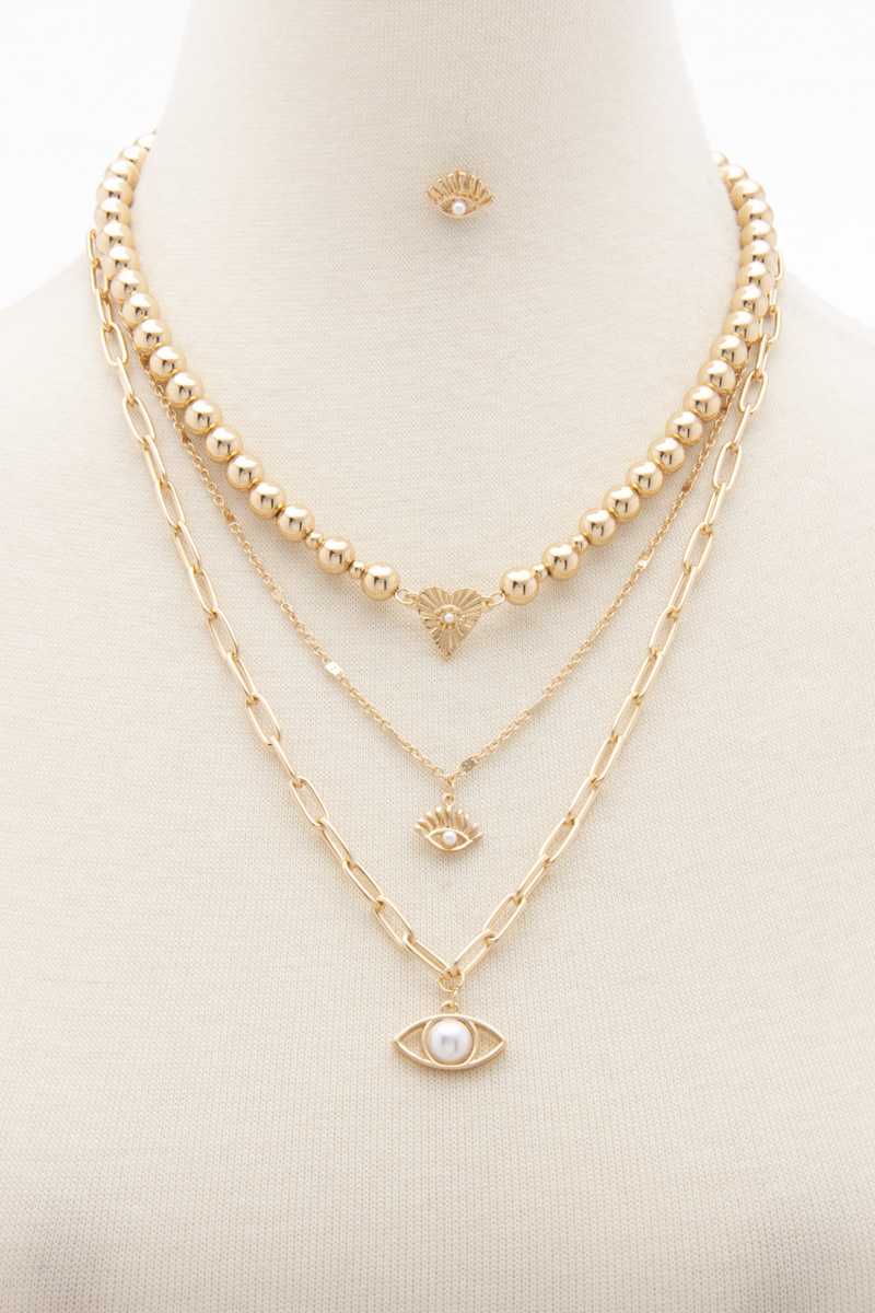 Collier superposé de perles en métal Sodajo Eye Charm