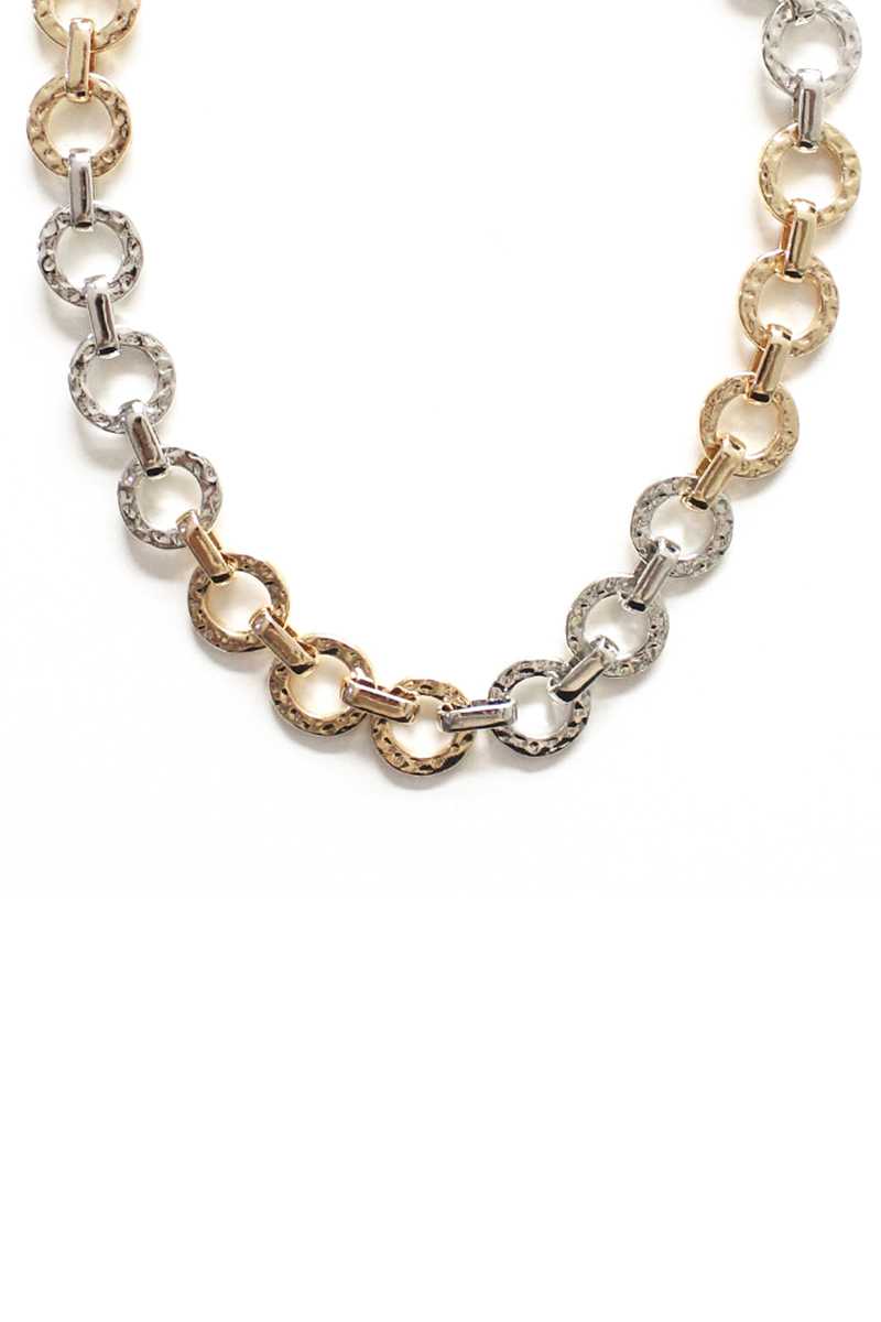 Collier tendance en métal bicolore