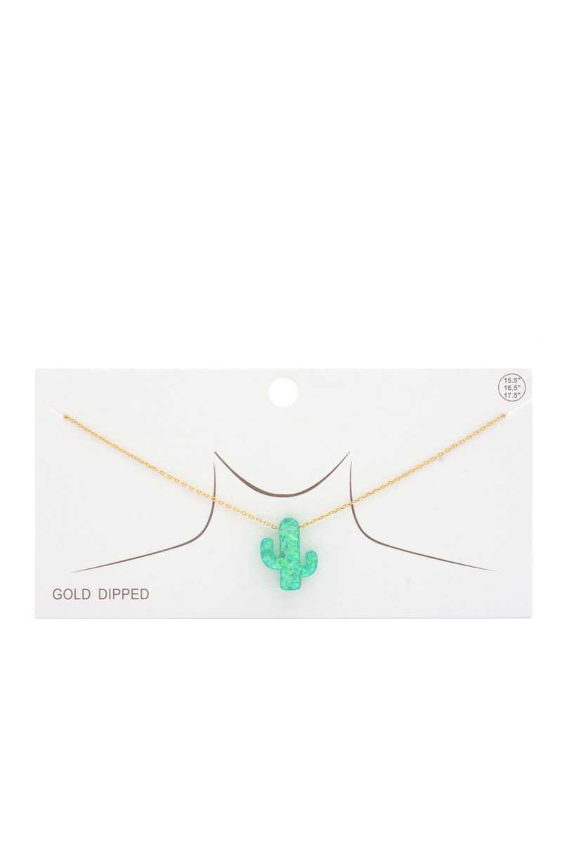 Collier trempé en or à breloque cactus irisé