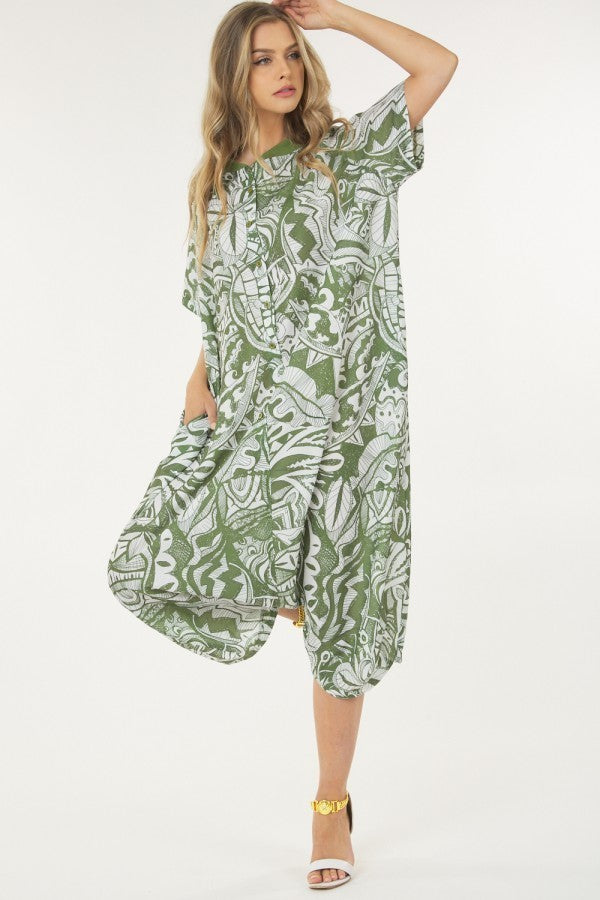 Combinaison ample de type Onesie imprimée à col rond