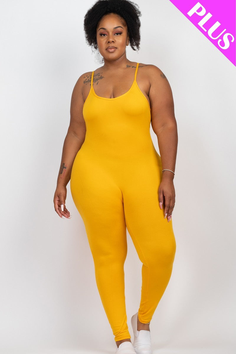 Combinaison camisole moulante unie grande taille