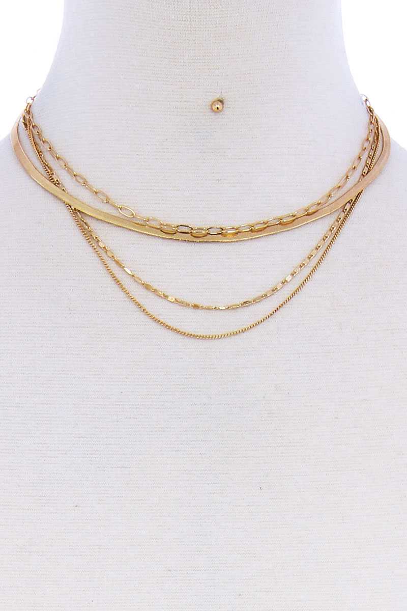 Ensemble collier et boucles d'oreilles en chaîne élégante à double couche