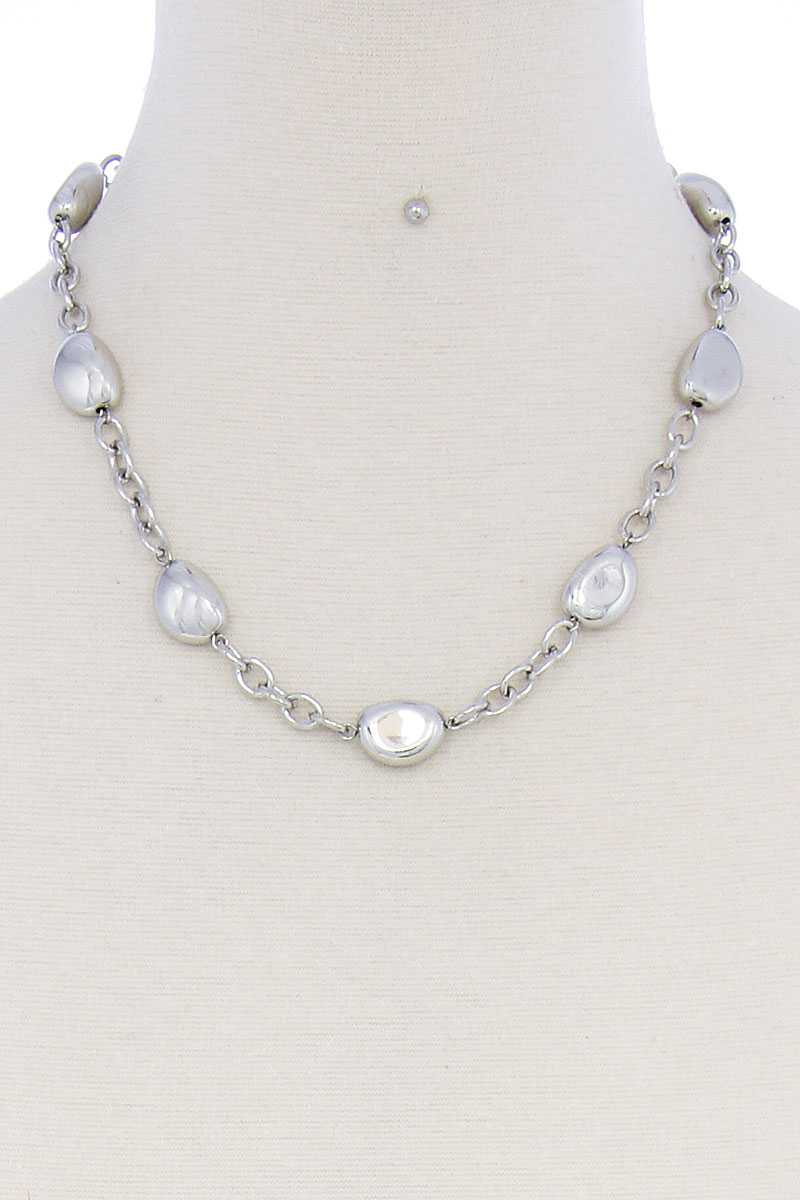 Ensemble collier et boucles d'oreilles en forme de pierre en laiton élégant et chic
