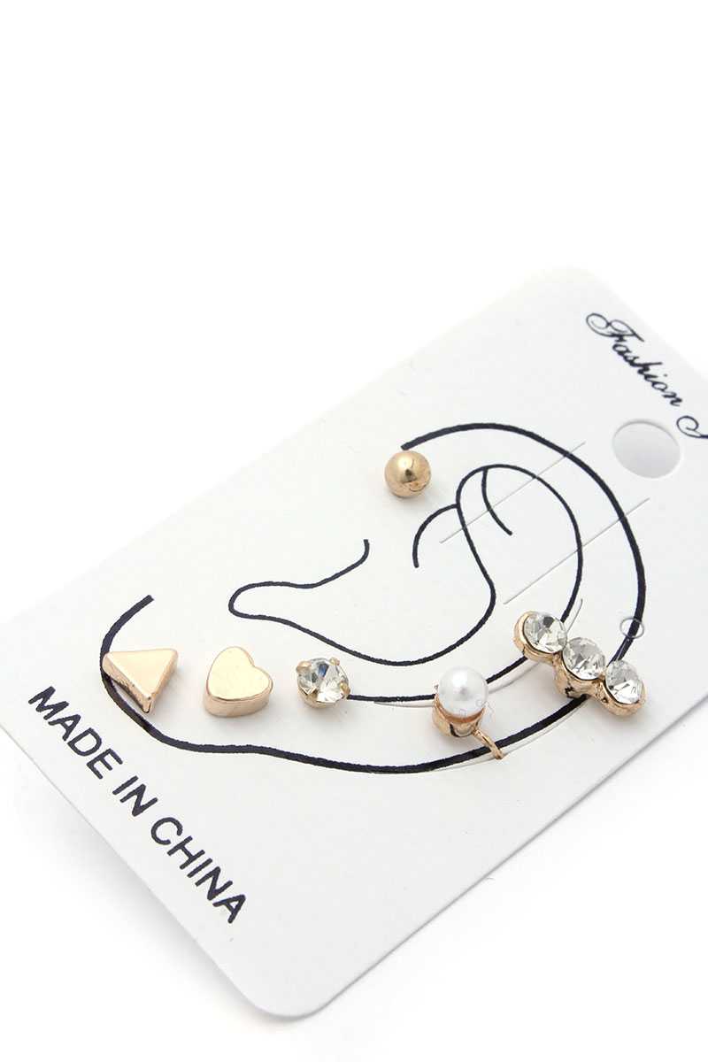 Ensemble de boucles d'oreilles à tige en strass en forme de cœur
