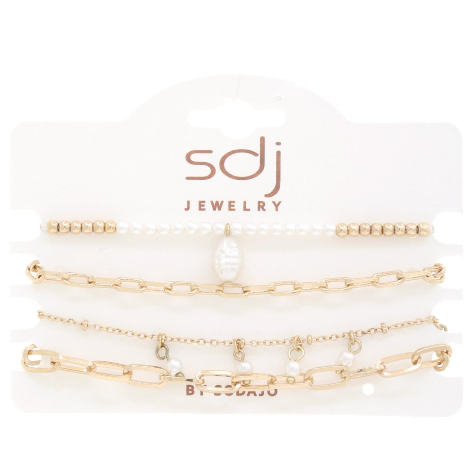 Ensemble de bracelets à maillons ovales en perles Sodajo