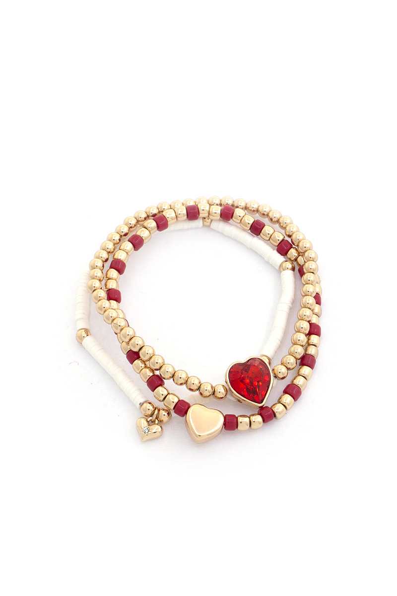 Ensemble de bracelets assortis de perles en forme de cœur en cristal
