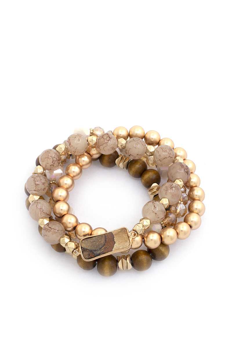 Ensemble de bracelets de perles en pierre rectangulaire