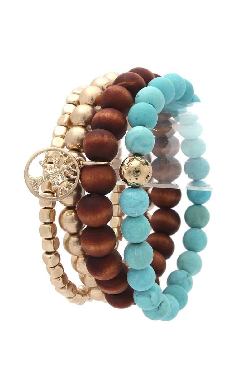 Ensemble de bracelets empilables en perles de charme d'arbre généalogique