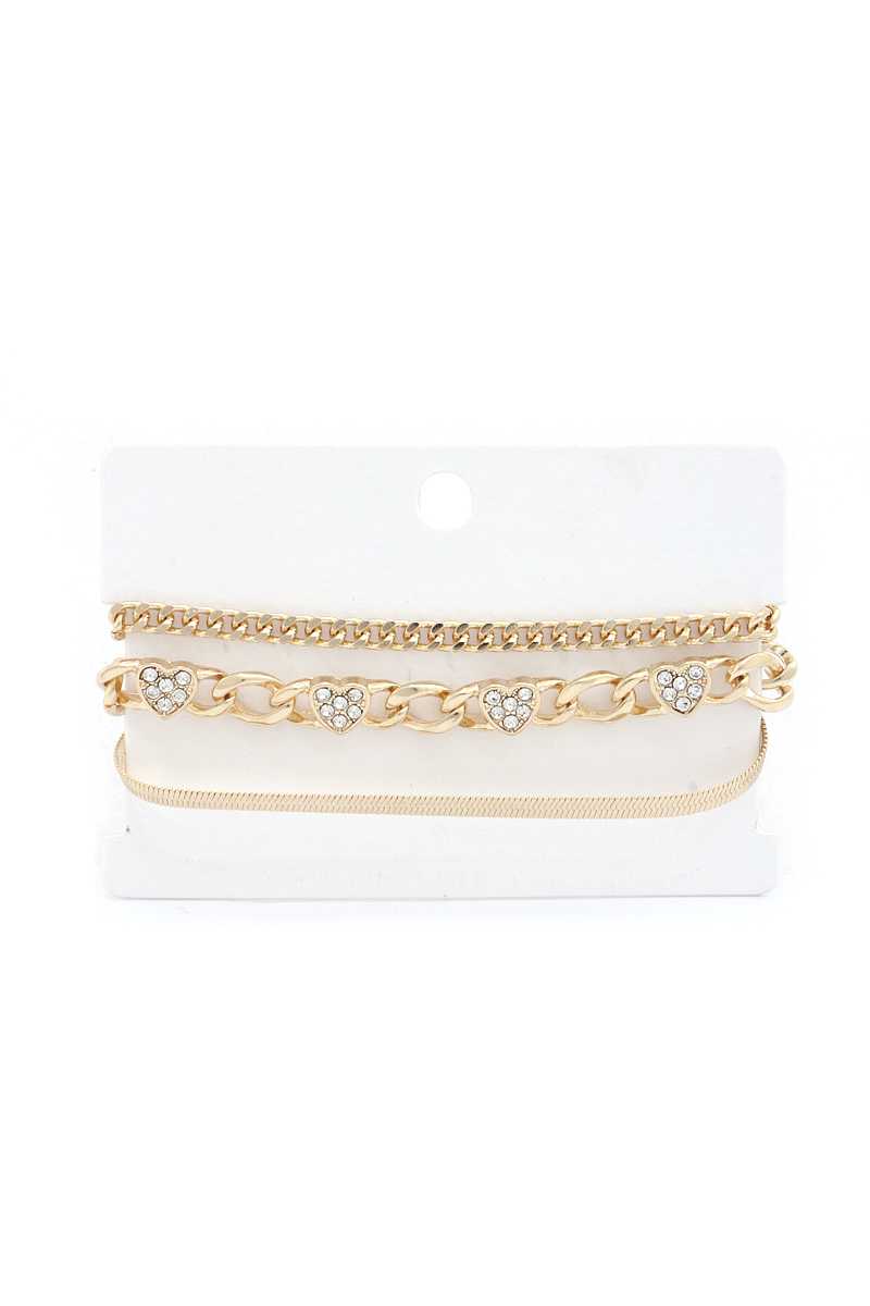 Ensemble de bracelets en métal à maillons cœur
