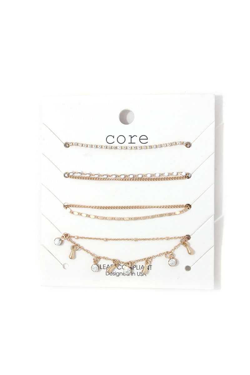 Ensemble de bracelets en métal avec pendentif en strass
