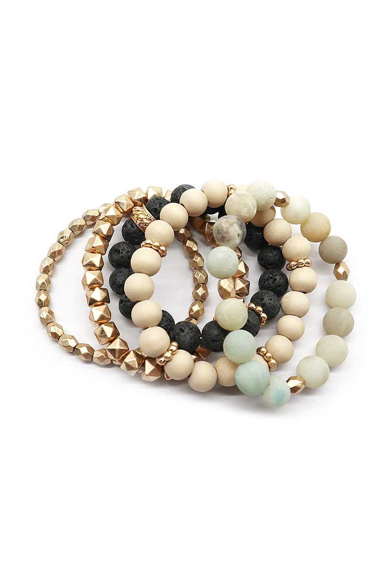 Ensemble de bracelets en métal avec perles de boule de mode
