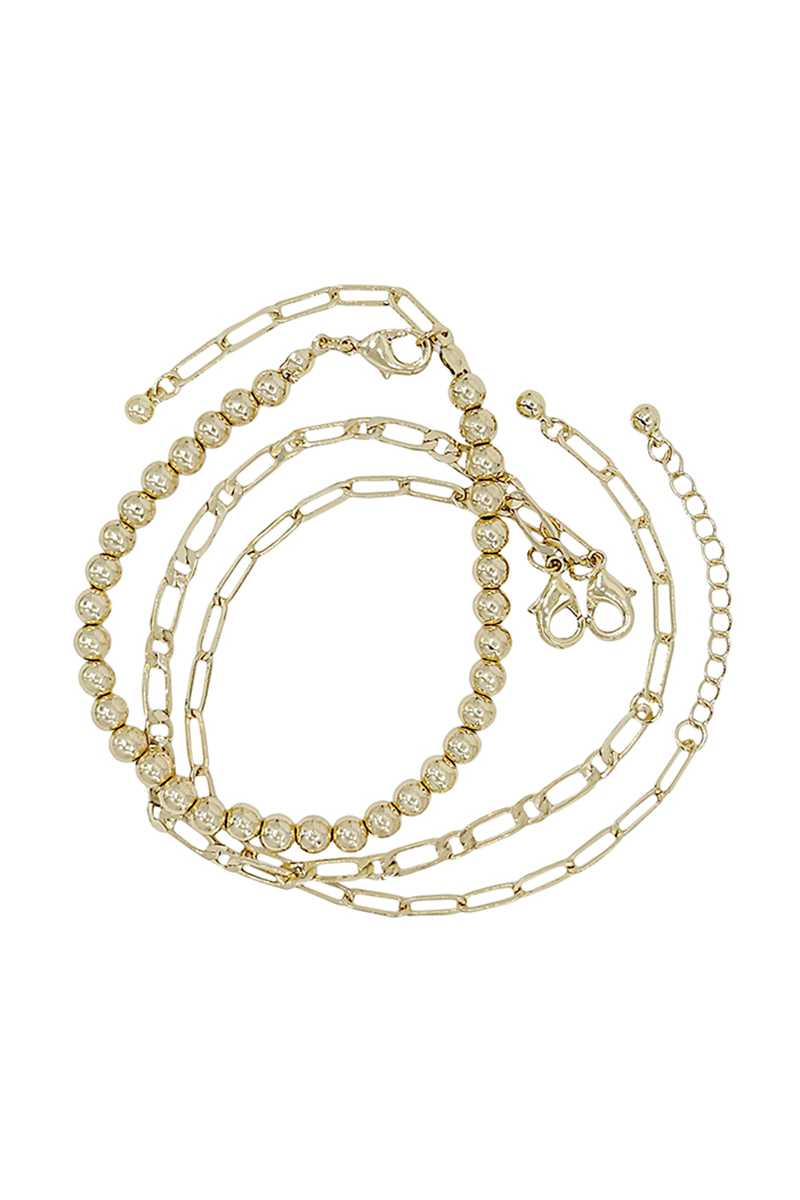 Ensemble de bracelets et chaînes à billes en métal