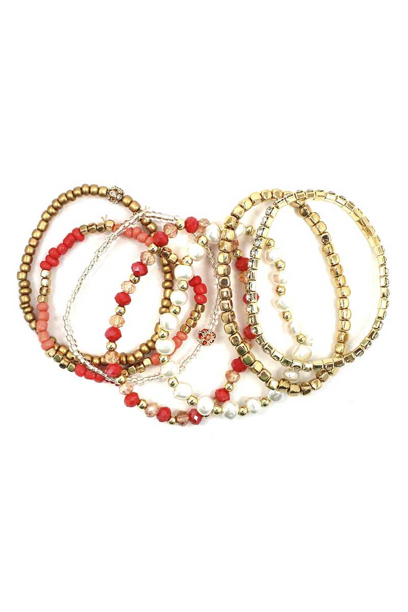 Ensemble de bracelets extensibles à perles multi-mélanges