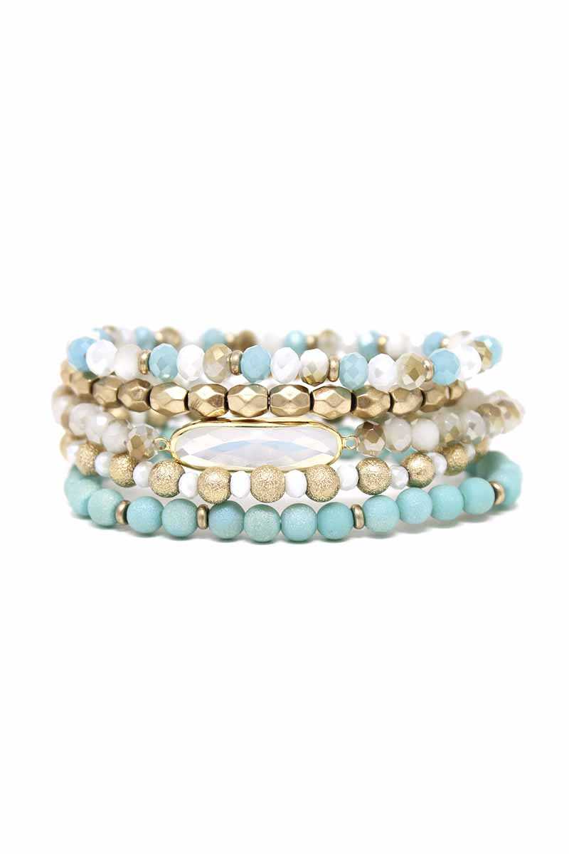 Ensemble de bracelets extensibles en perles et cristaux mélangés en métal