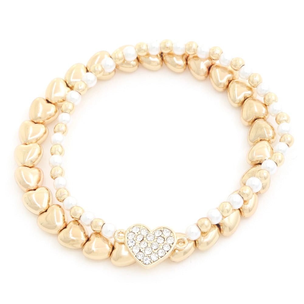 Ensemble de bracelets perlés à breloque cœur