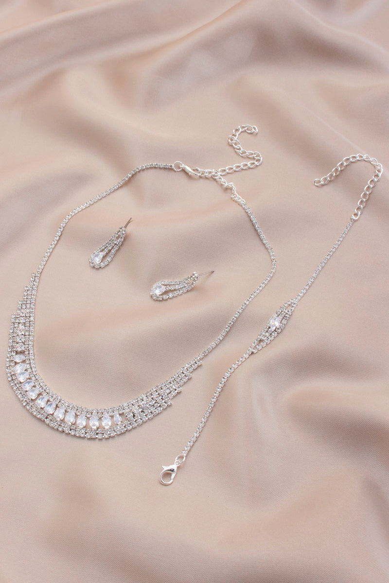 Ensemble de collier et bracelet en strass de mariée