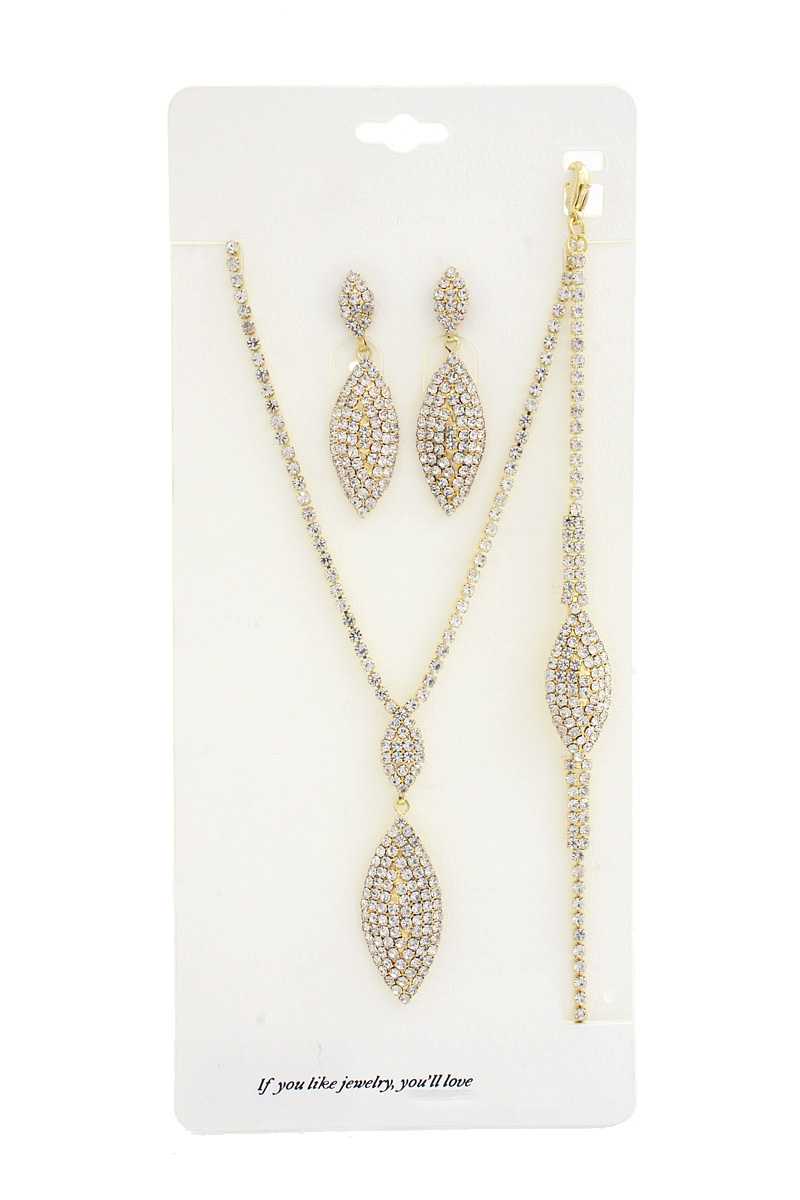 Ensemble de collier et bracelet en strass marquise élégant