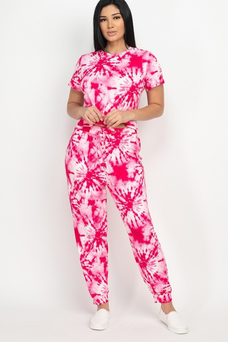 Ensemble haut et pantalon imprimé tie-dye