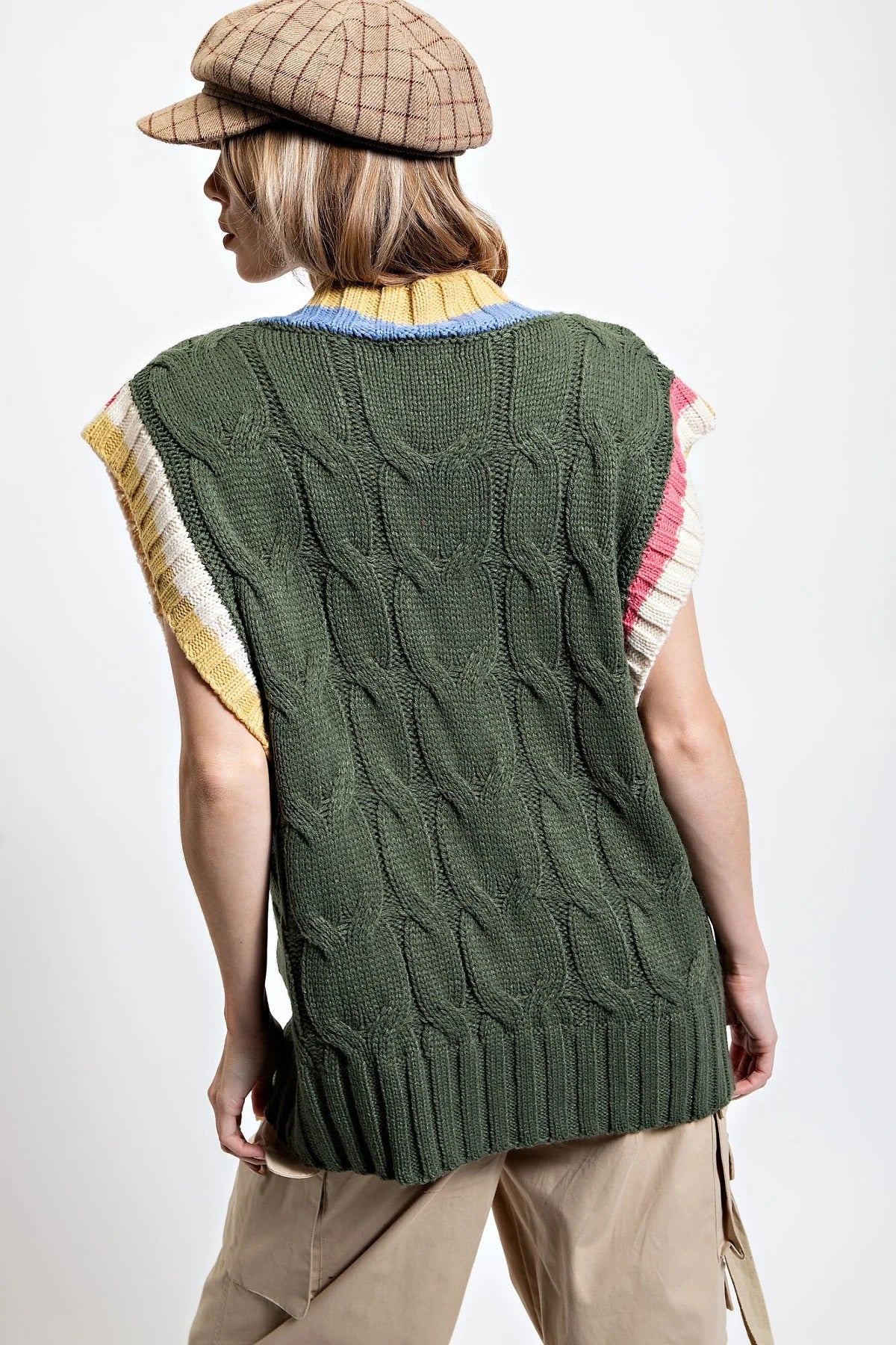 Gilet pull tricoté multicolore