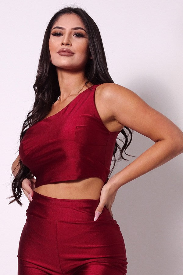 Haut court bustier sans manches à une épaule