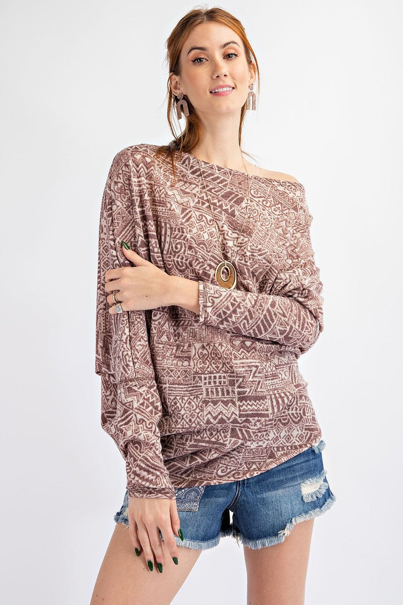 Haut en tricot imprimé tribal