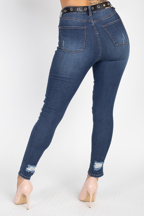 Jean skinny taille haute avec ceinture – Image 4