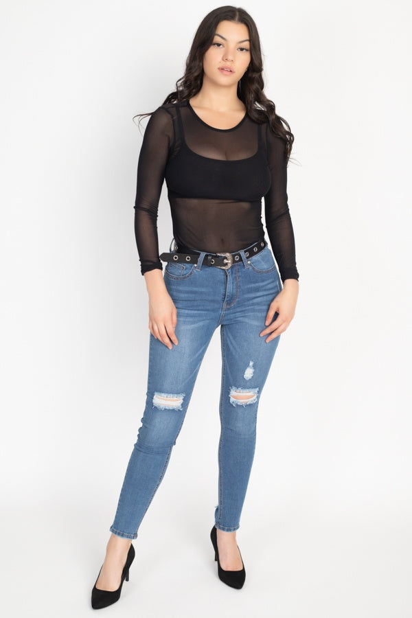 Jean skinny taille haute avec ceinture – Image 14