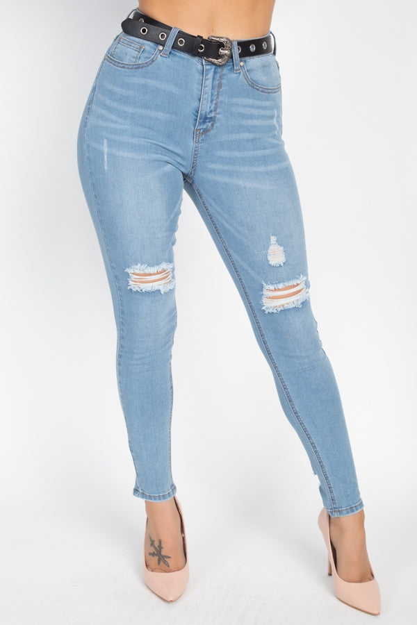 Jean skinny taille haute avec ceinture – Image 17
