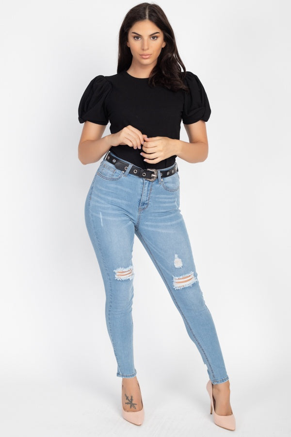 Jean skinny taille haute avec ceinture – Image 10
