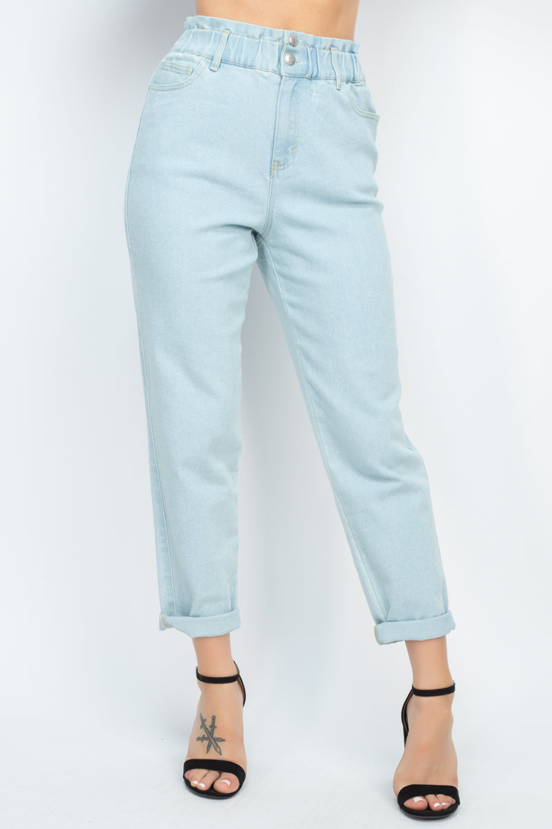 Jean taille haute à double bouton