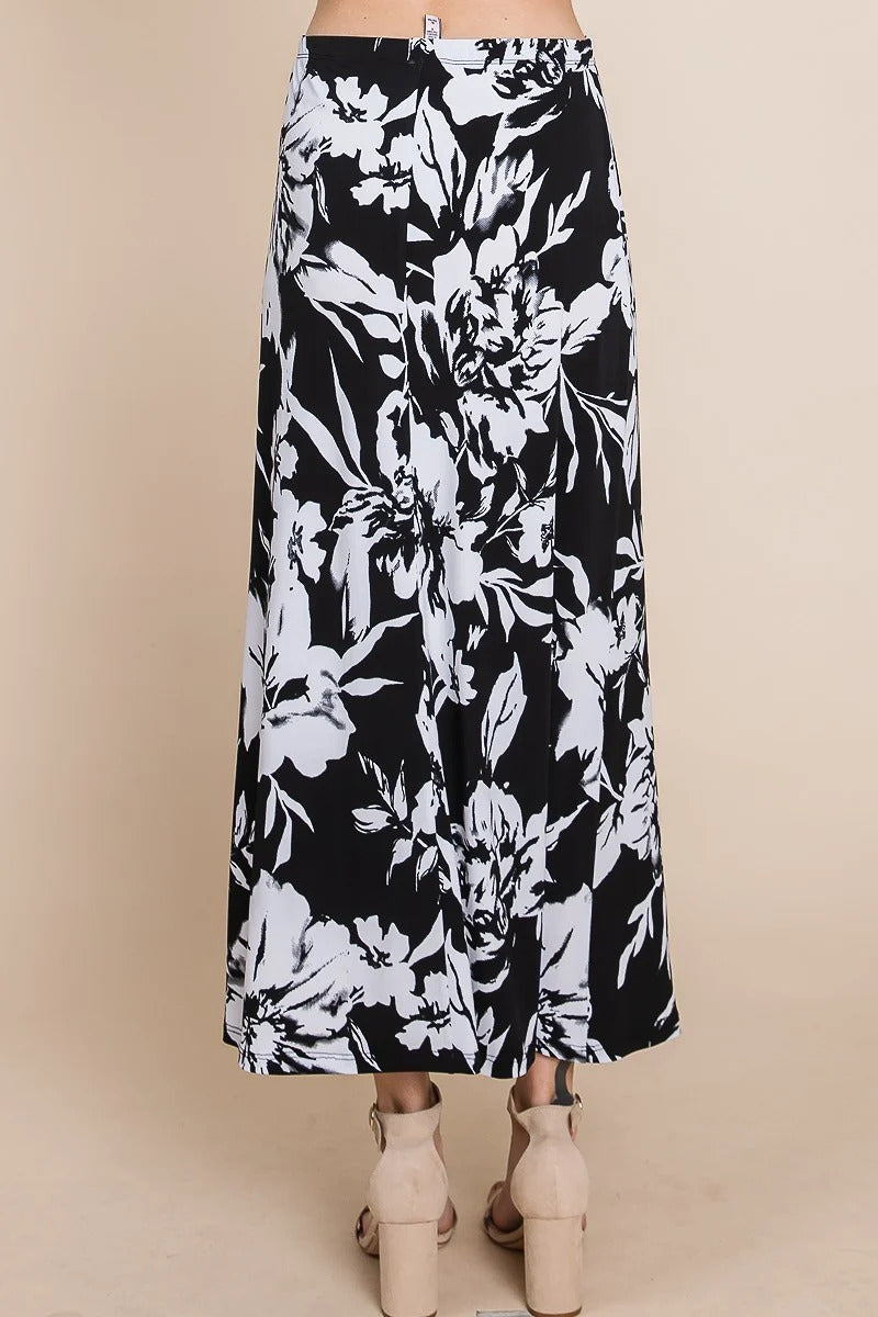 Jupe longue imprimée florale avec taille élastique