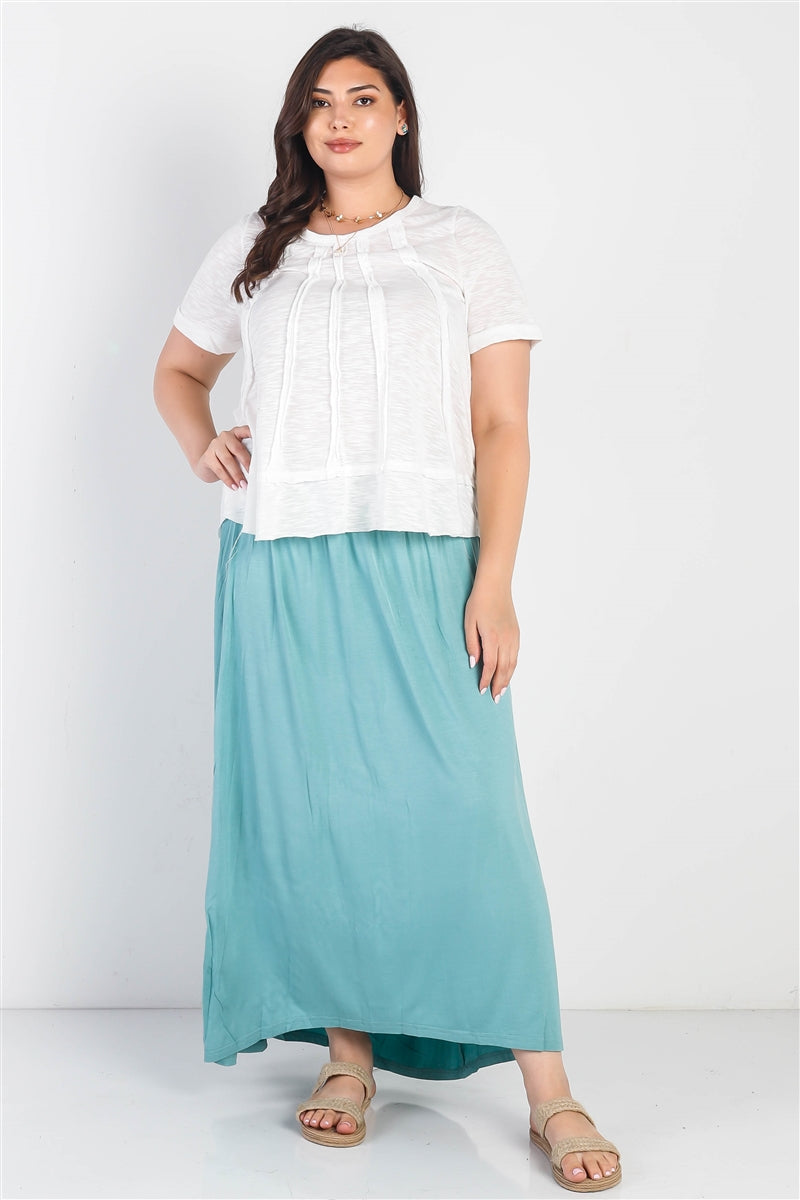 Jupe longue taille smockée Sauge Plus