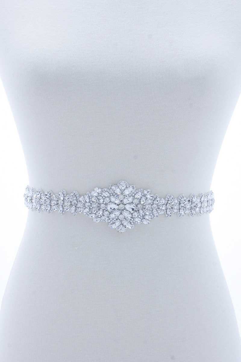 Large ceinture et bandeau en strass à fleurs