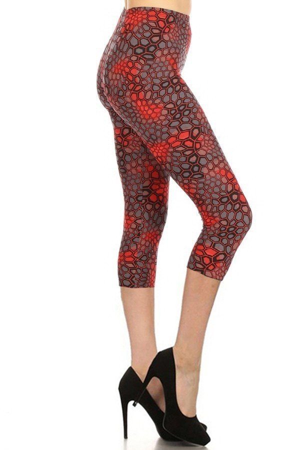 Legging capri imprimé, taille haute, avec bande élastique à la taille