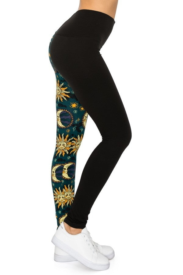 Legging en tricot doublé à bandes de style yoga de 5 pouces de long avec taille haute