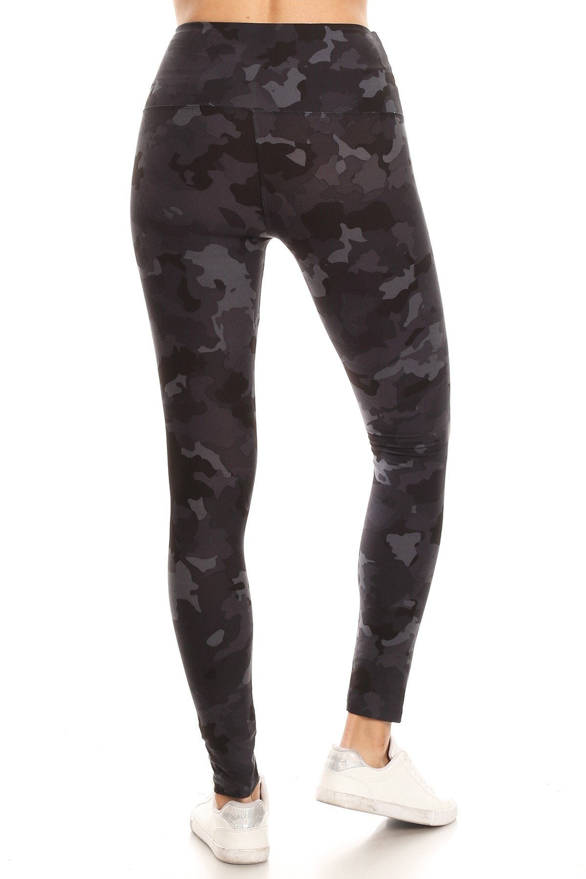 Legging en tricot imprimé camouflage doublé de bandes de style yoga de 5 pouces de long avec taille haute