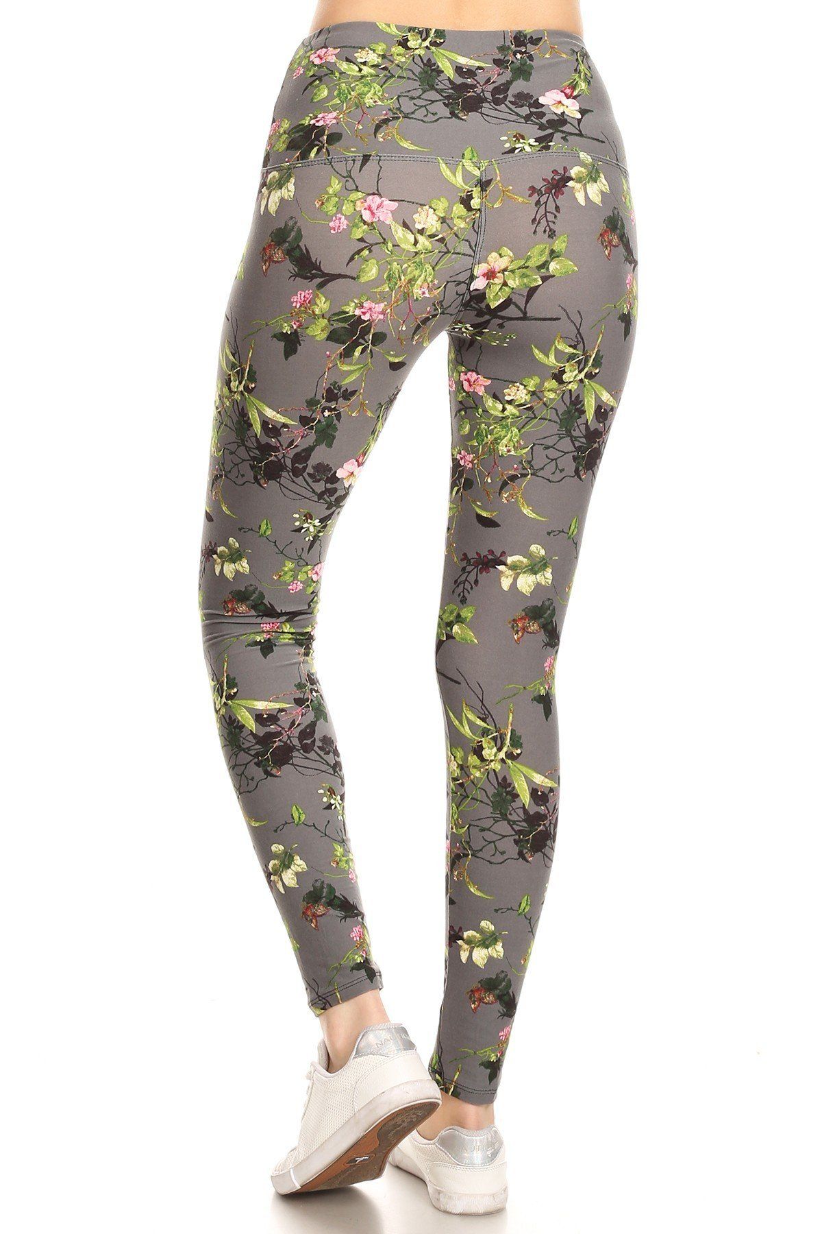 Legging en tricot imprimé floral doublé de style yoga de 5 pouces de long avec taille haute