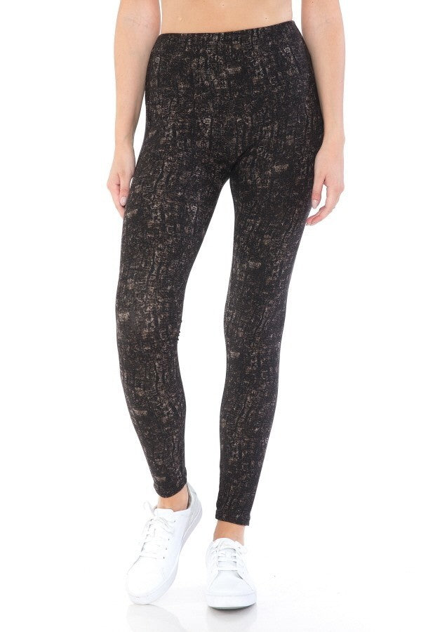 Legging en tricot imprimé multicolore doublé de bandes de style yoga avec taille haute