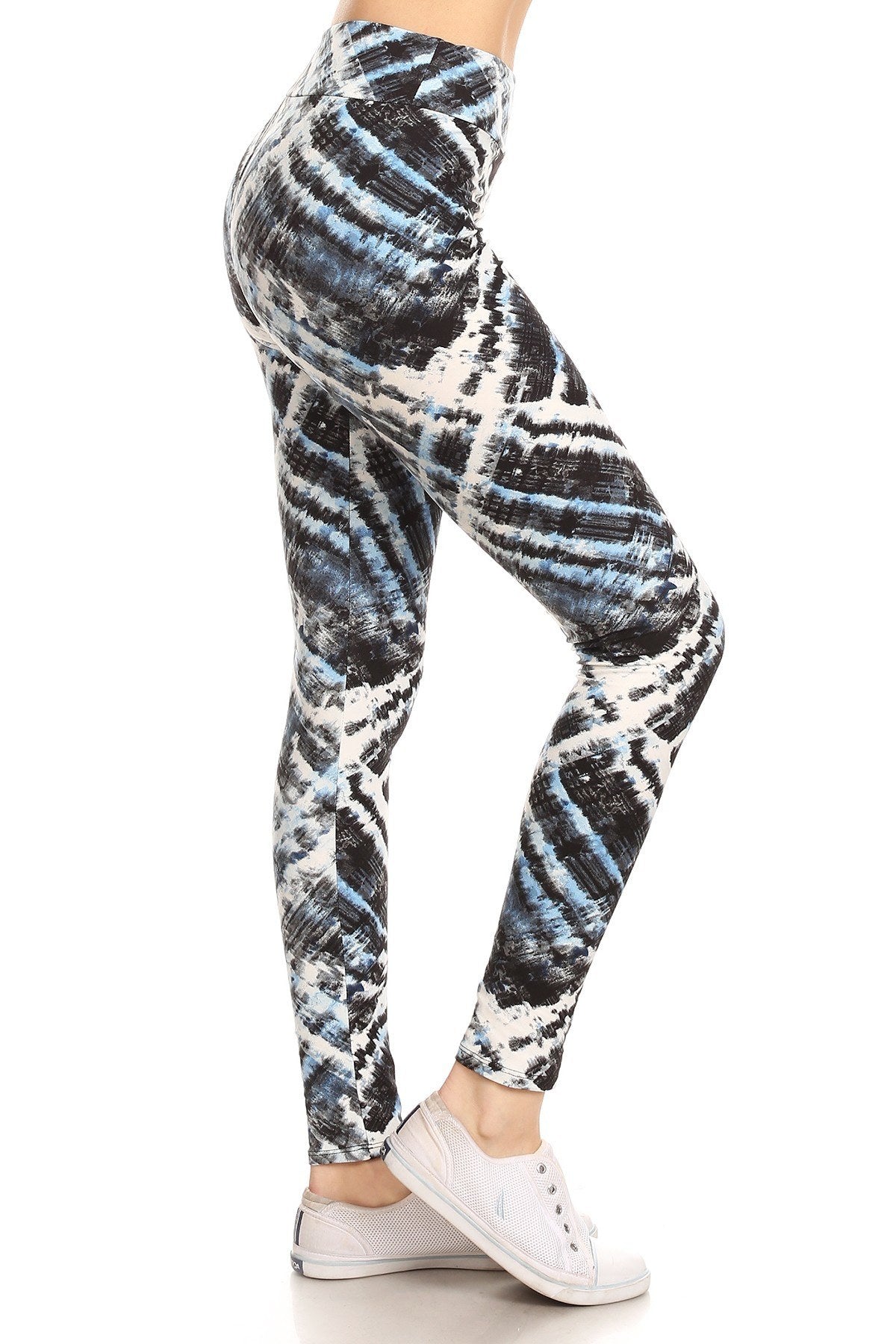 Legging en tricot imprimé tie-dye doublé de style yoga avec taille haute