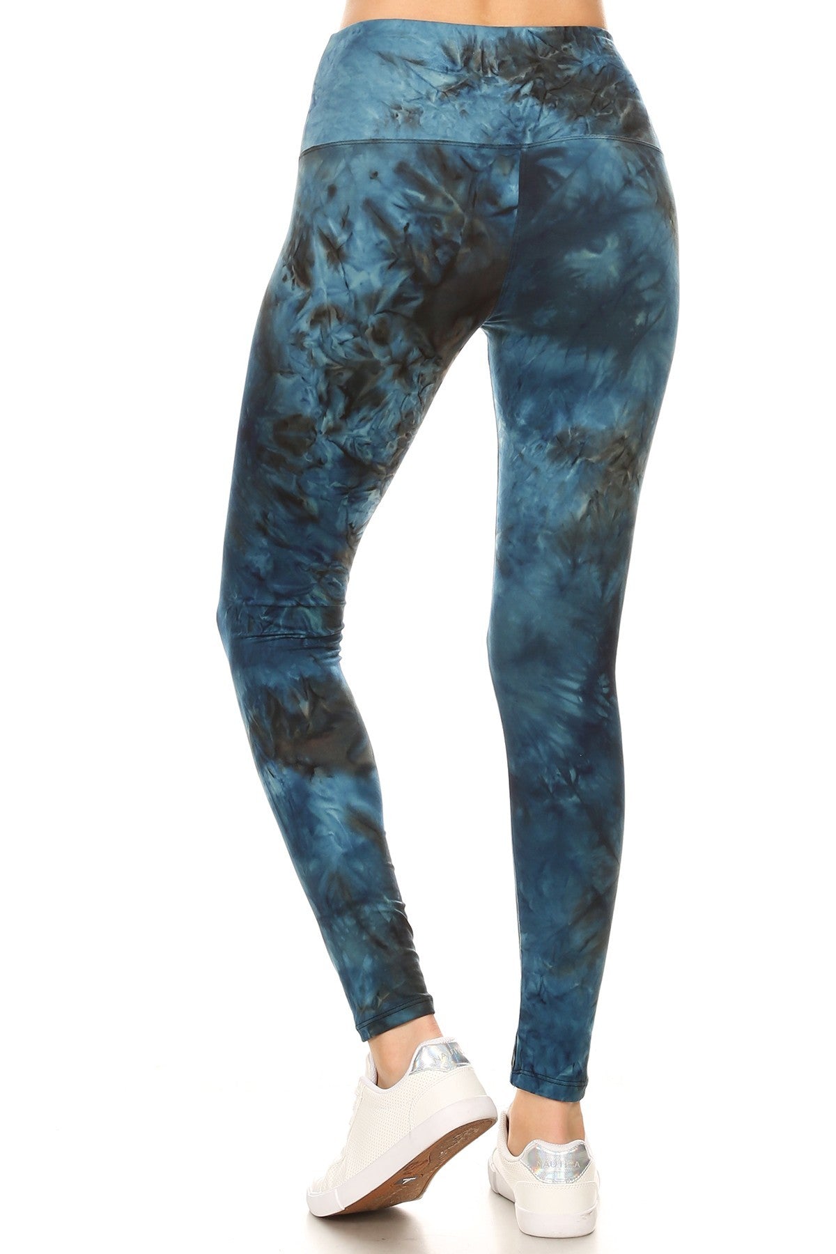 Legging en tricot imprimé tie-dye doublé de style yoga de 5 pouces de long avec taille haute